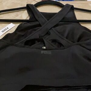 PINK Victoria's Secret Black Fitted Crop Tank Top